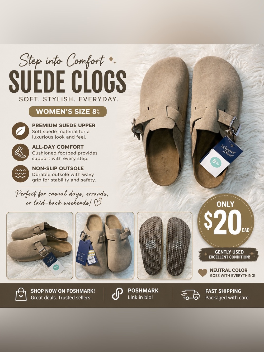 Universal Thread Taupe Suede Clogs - Women's
